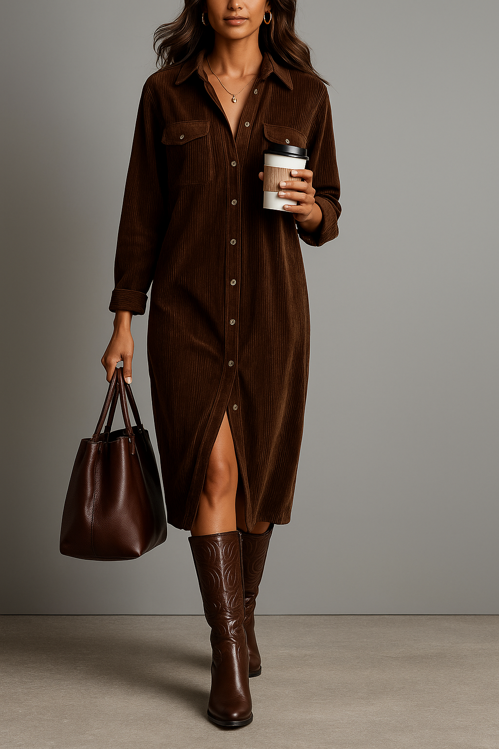 NOÉLA – Geribde Midi Jurk